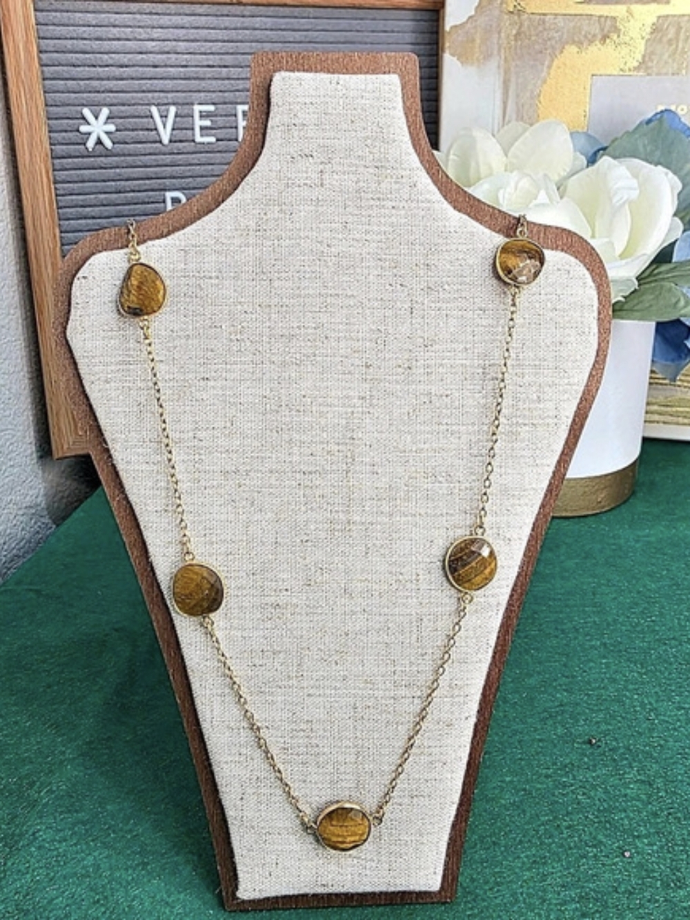 🔹️FINAL SALE🔹️Tiger Eye Natural Stone Station Long Necklace